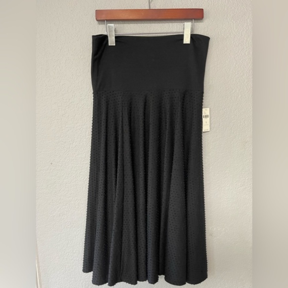 Maeve Anthropologie Black Circle Polka Dot Skirt with Fold Over Waistband Size M